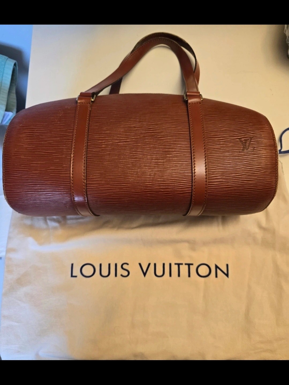 Louis Vuitton Brown Epi Leather Duffel Barrel Bag